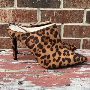 Mules by Anne Michelle. Leopard print. Size 10. A bit narrow for a 10.